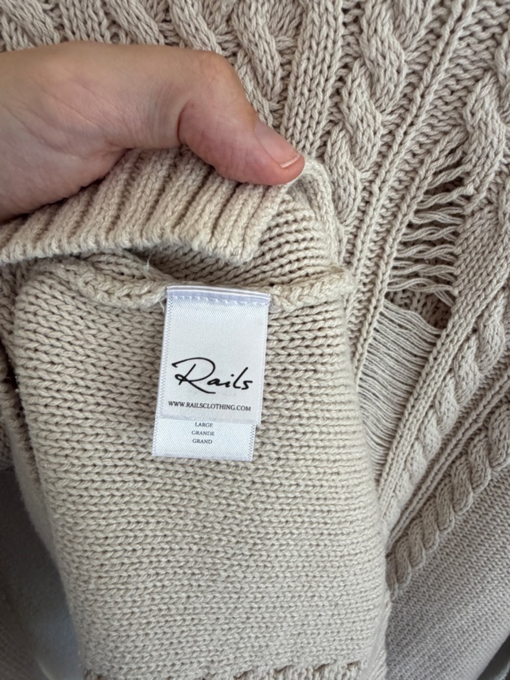 RAILS Cambria Sweater | Ecru | Size L - Picture 8 of 9